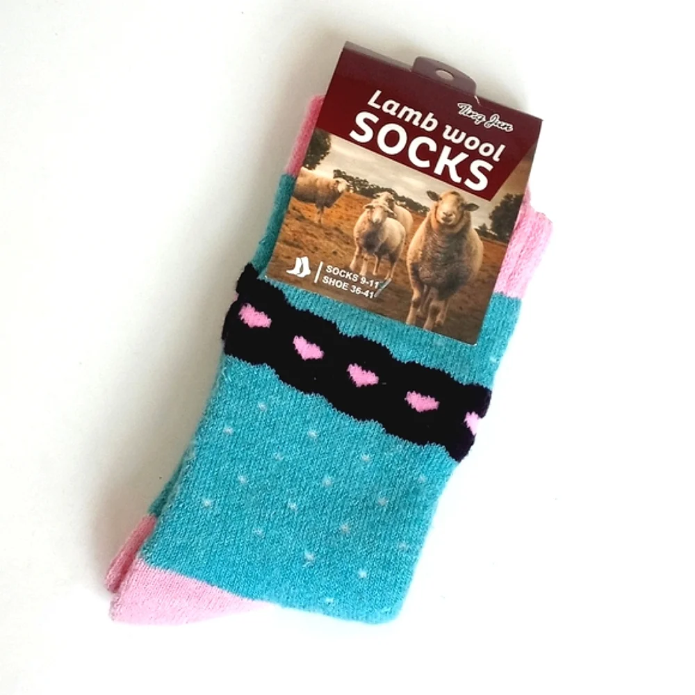 2 Pairs Of Lamb Wool Socks in Blue and Beige Size 9 - 11 (Shoe 36 - 41)